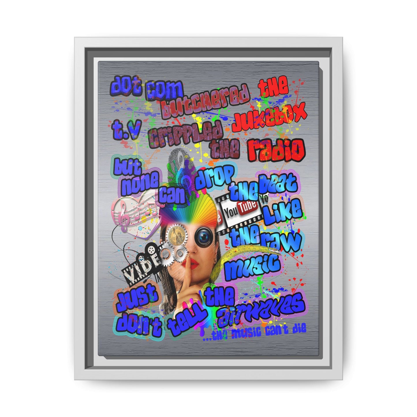 drop the beat - framed canvas art (brushed nickel)
