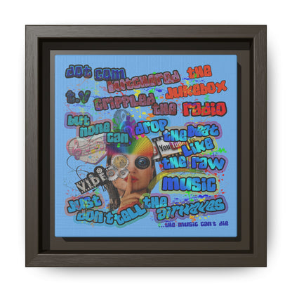 drop the beat - framed canvas art (light blue)