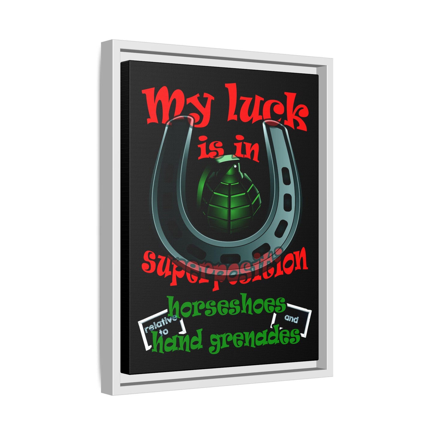 my luck - framed canvas art (black)