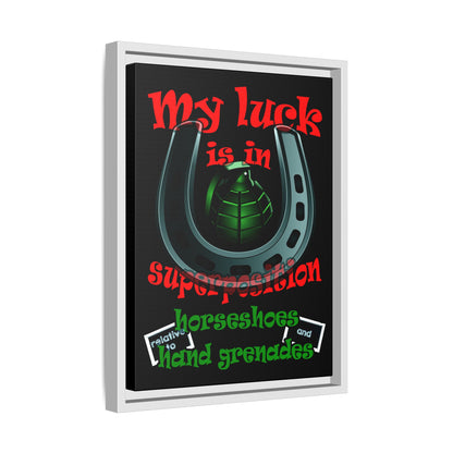 my luck - framed canvas art (black)
