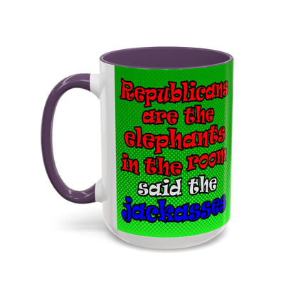 donkeys and elephants - Accent Mug (logo green)