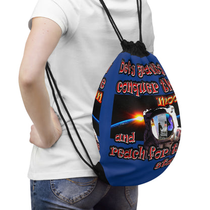 defy conquer reach - Drawstring Bag (dark blue)