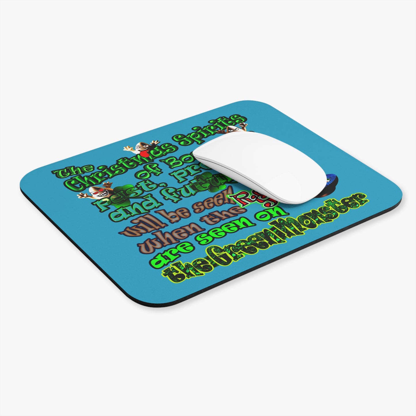 christmas spirits of boston - Mouse Pad (Rectangle) (turquoise)