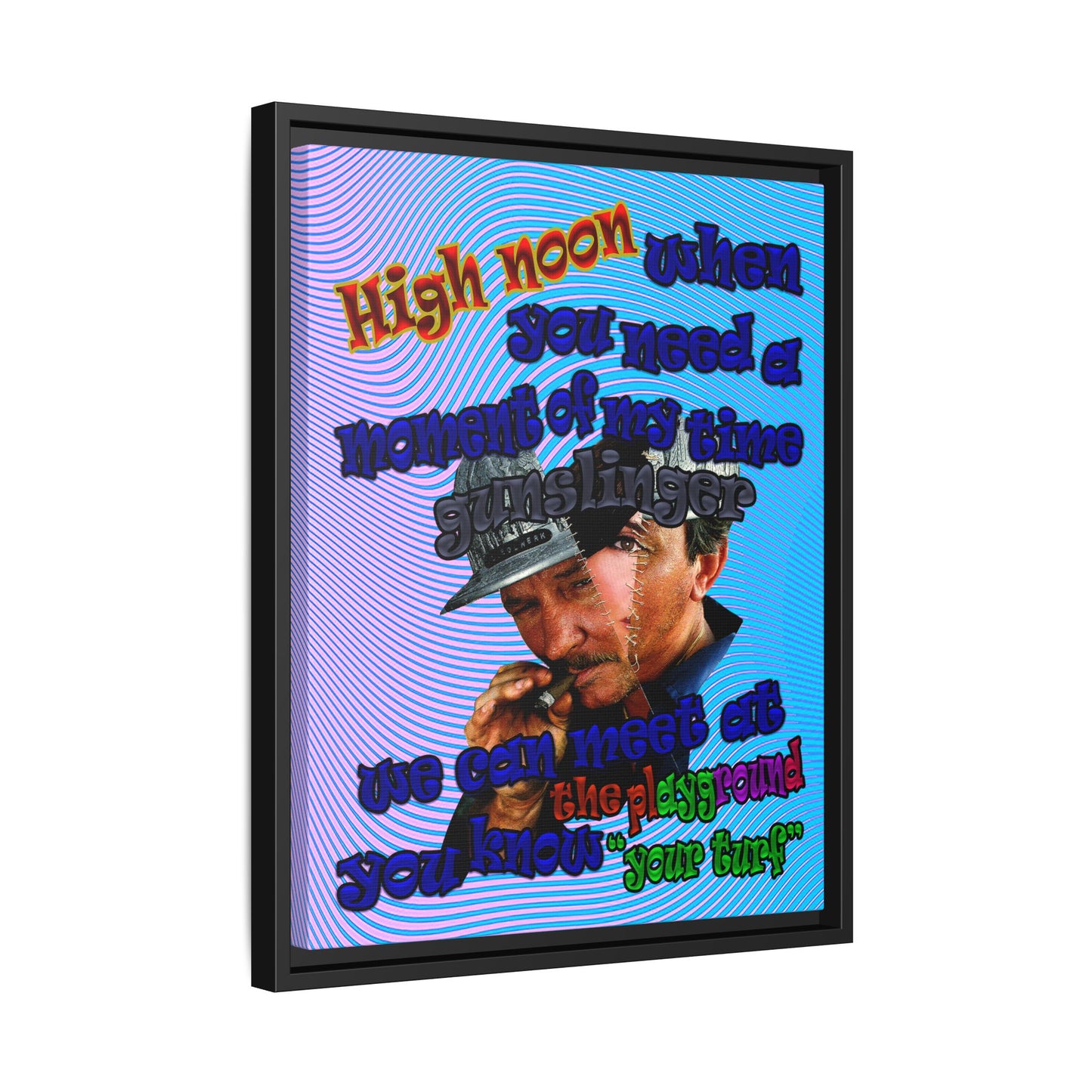 high noon - framed canvas art (light blue-purple wave)