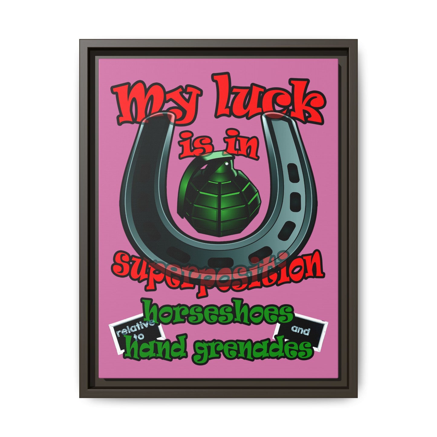 my luck - framed canvas art (light pink)