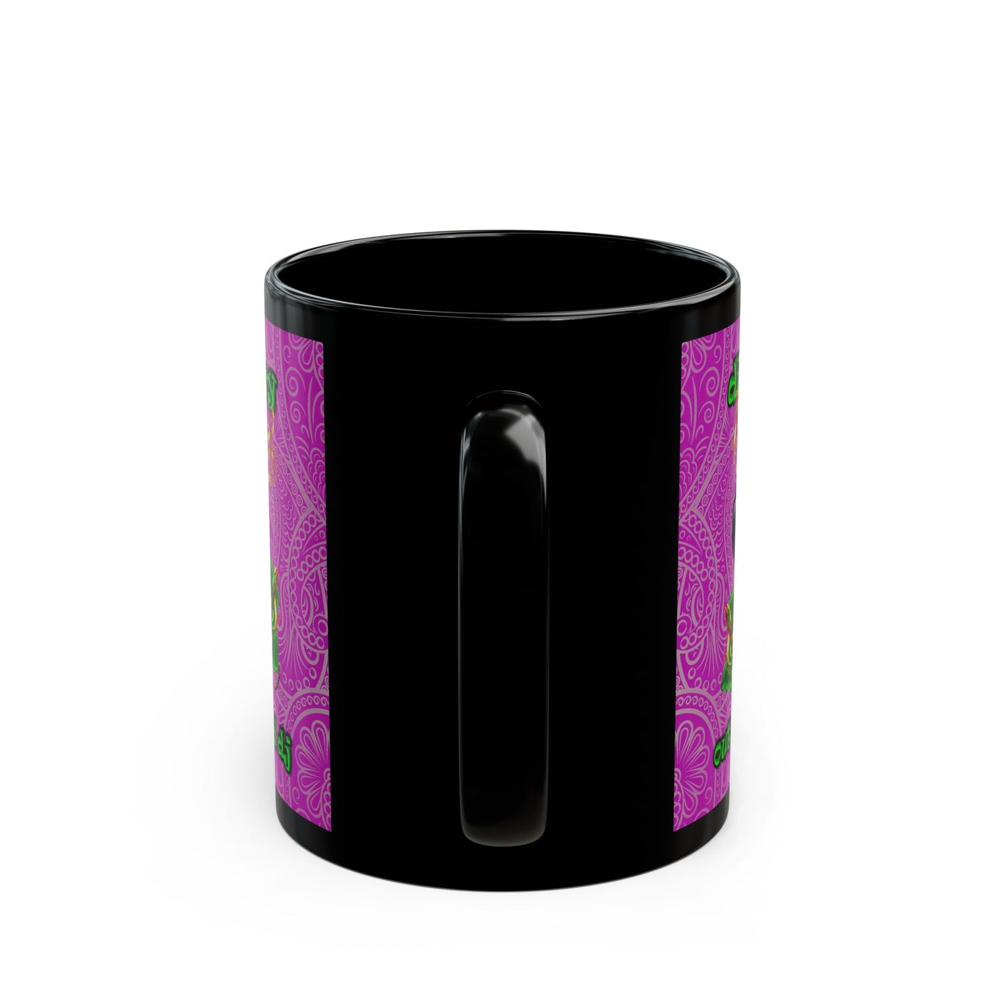 disc jockey - Black Mug (pink swirl)
