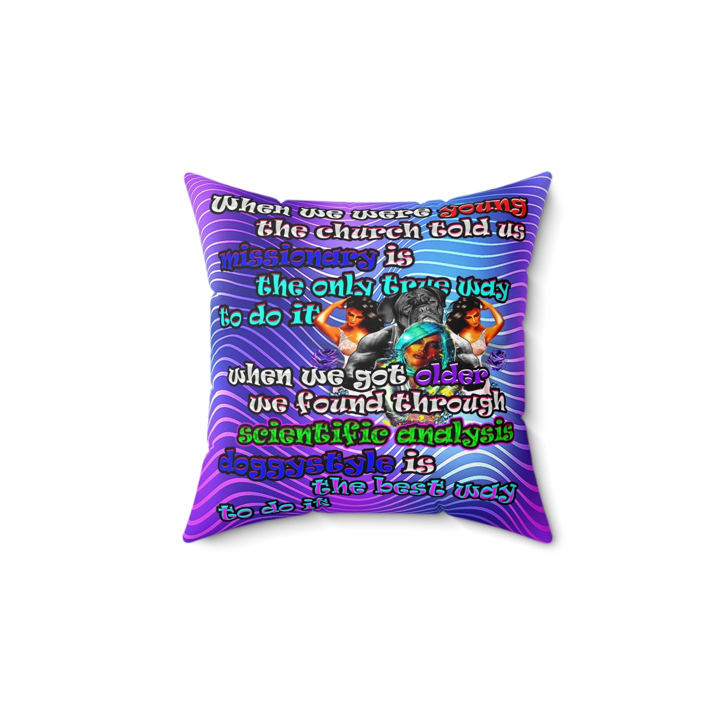 doggystyle - Spun Polyester Square Pillow - (purple wave)