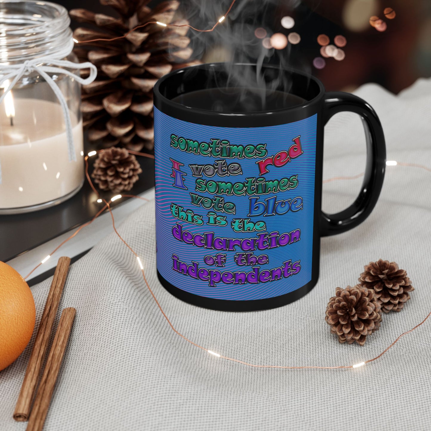 declaration of the independents - Black Mug (light blue-purple wave)