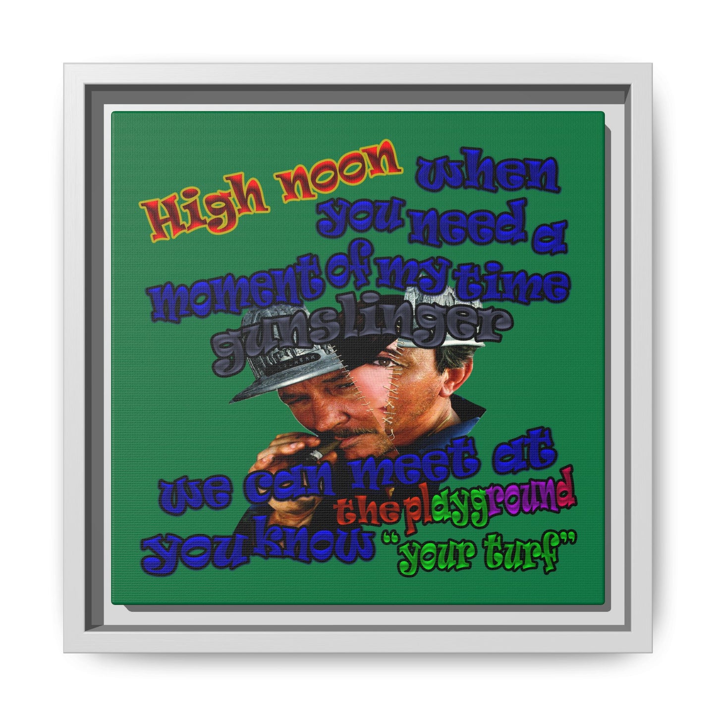 high noon - framed canvas art (dark green)