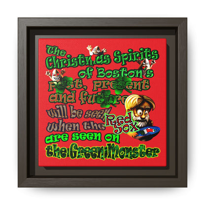 christmas spirits of boston - framed canvas art (red)