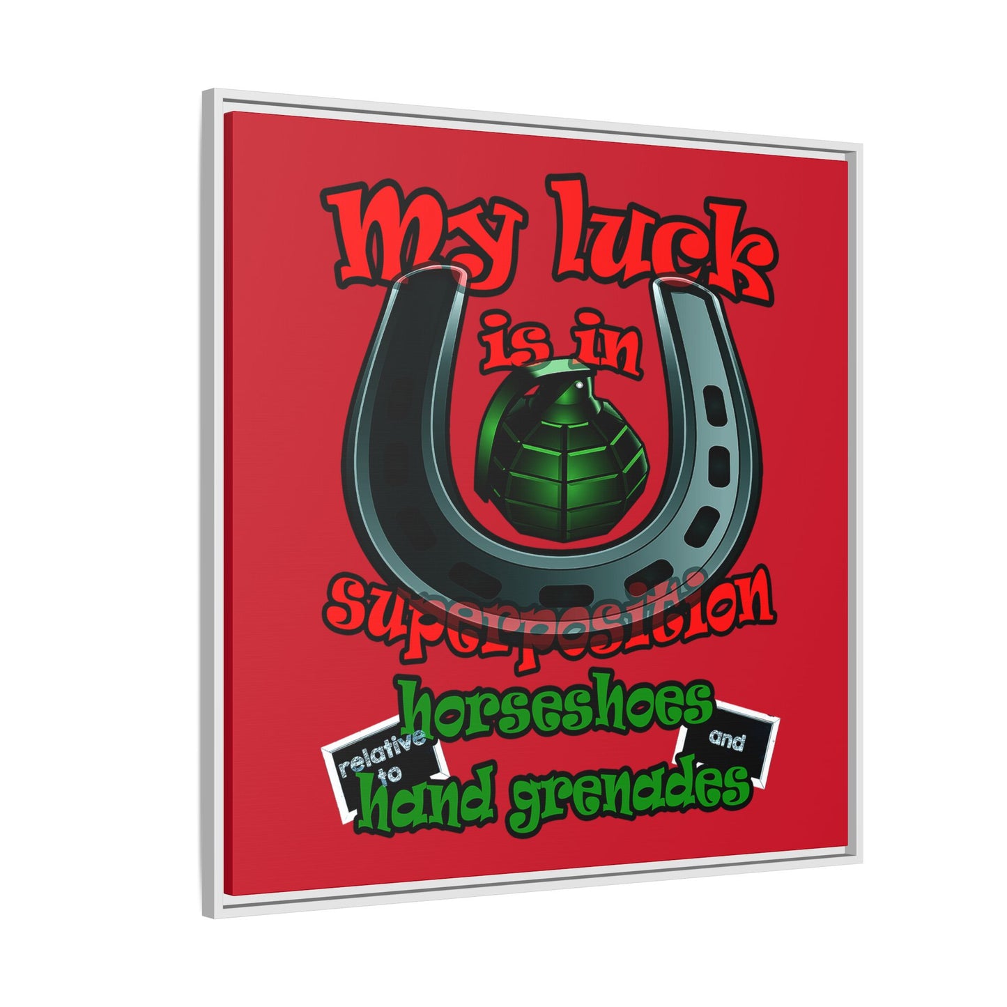 my luck - framed canvas art (dark red)