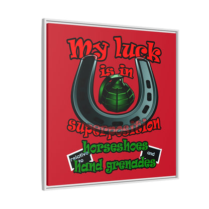 my luck - framed canvas art (dark red)