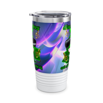 disc jockey - Ringneck Tumbler, 20oz (grey-pink wave)