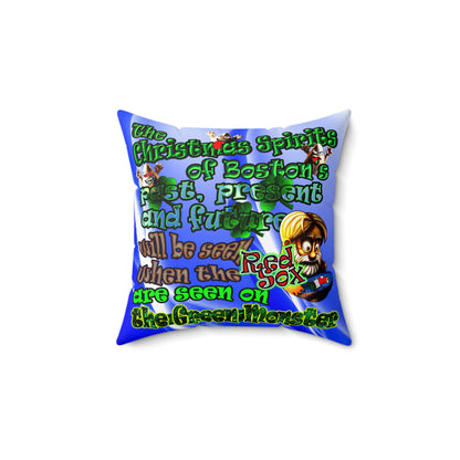 christmas spirits of boston - Spun Polyester Square Pillow - (blue-white wave)