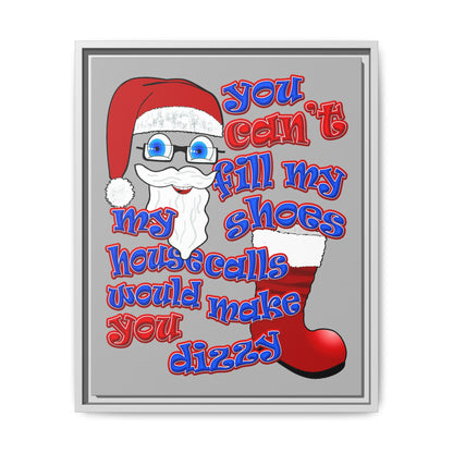 santa's shoes - framed canvas art (light grey)