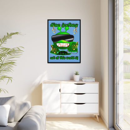 disc jockey - framed canvas art (light blue)