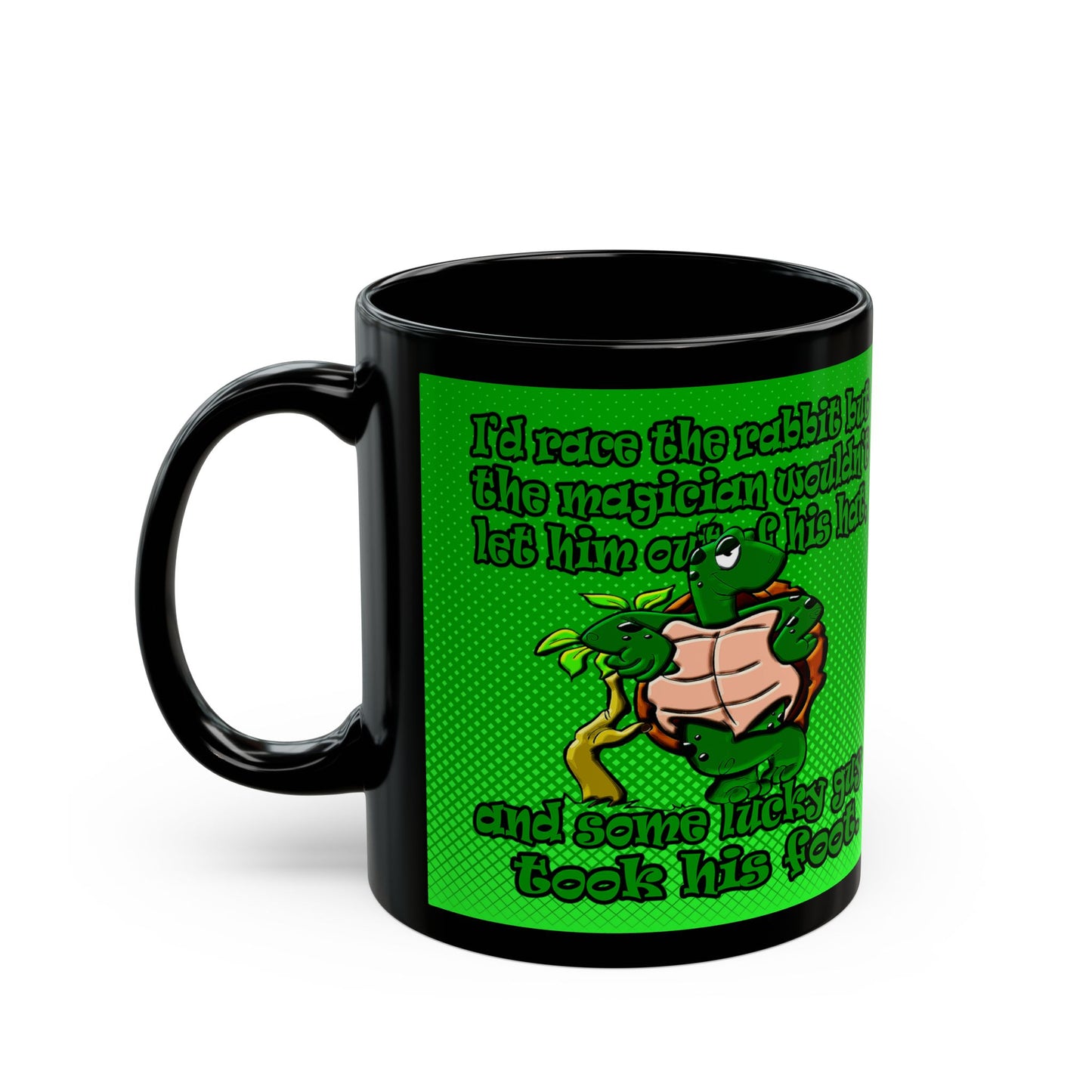 turtle race - Black Mug (logo green)