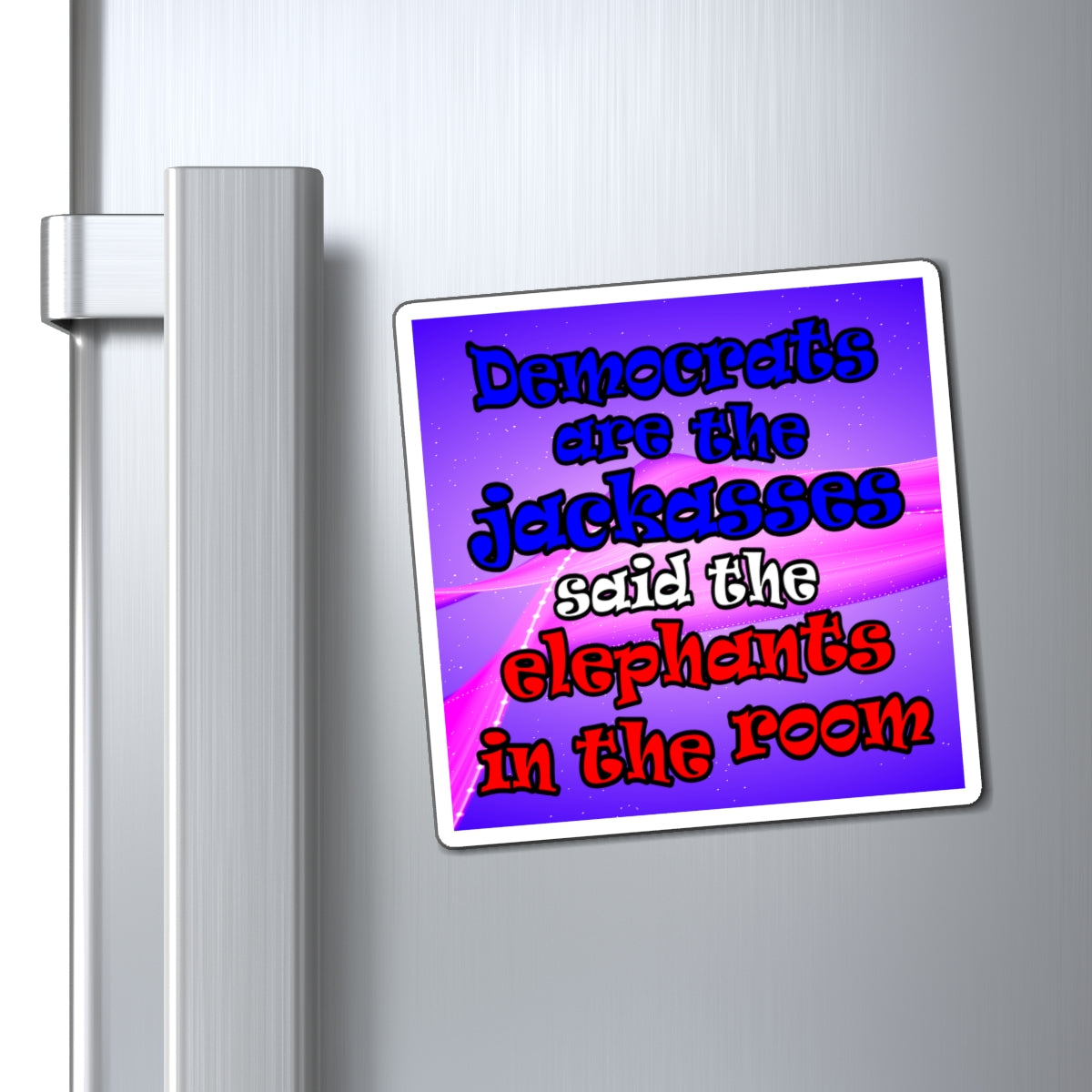 donkeys and elephants - Magnets - (purple-pink wave)