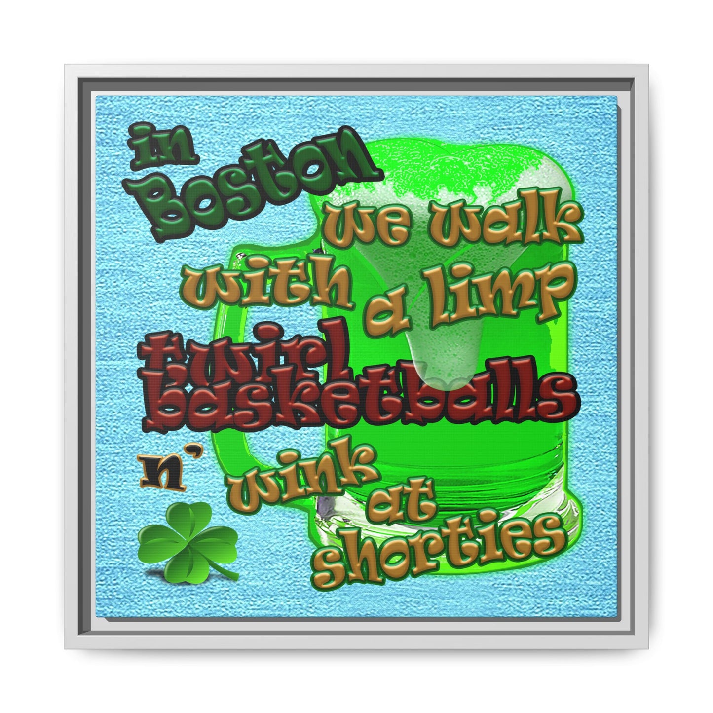 celtics logo - framed canvas art (faded blue)
