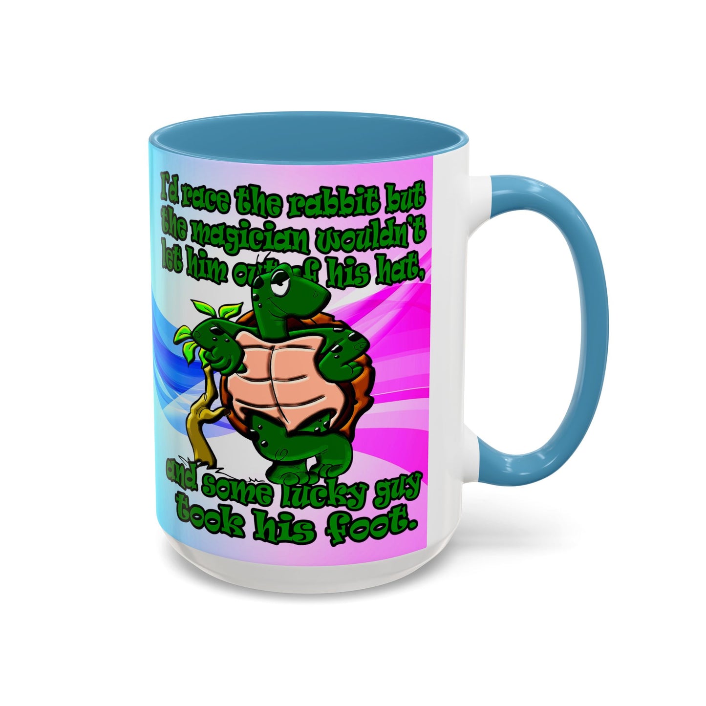 turtle race - Accent Mug (light blue-pink wave)