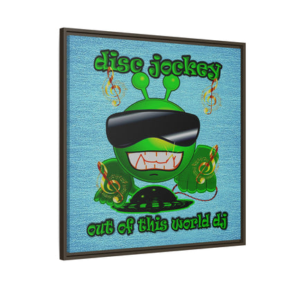 disc jockey - framed canvas art (faded blue)