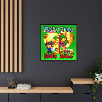 love peace - framed canvas art (logo green)
