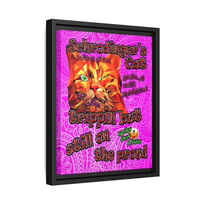 schrodinger's cat - framed canvas art (pink swirl)