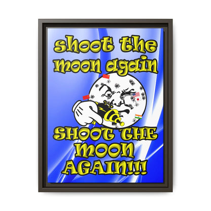 shoot the moon again - framed canvas art (blue-white wave)