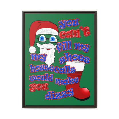 santa's shoes - framed canvas art (dark green)