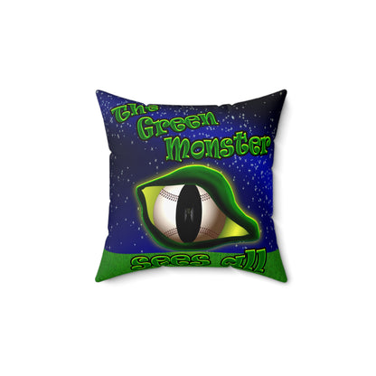 green monster - Spun Polyester Square Pillow - ('snoops' background)