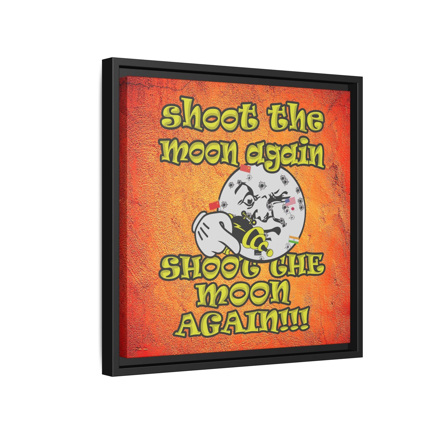 shoot the moon again - framed canvas art (burnt orange)