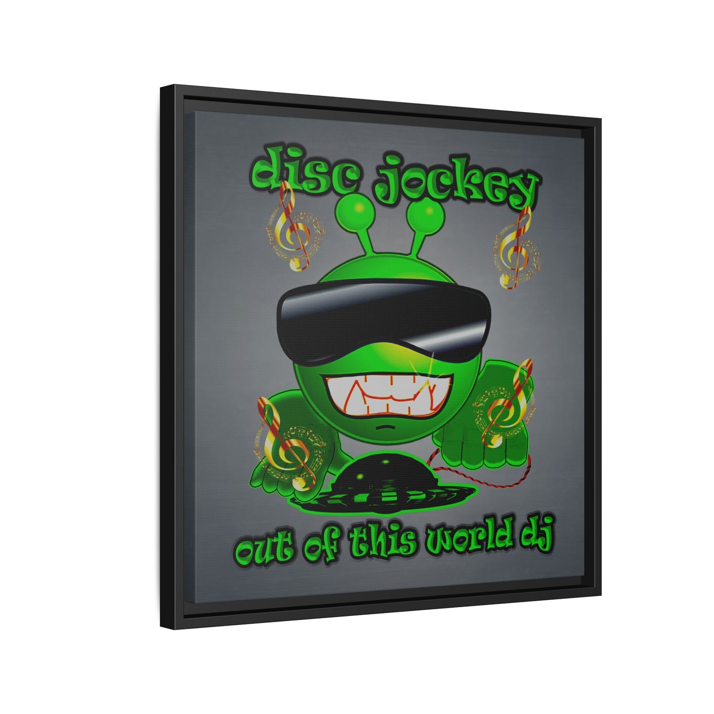 disc jockey - framed canvas art (grey-light grey)