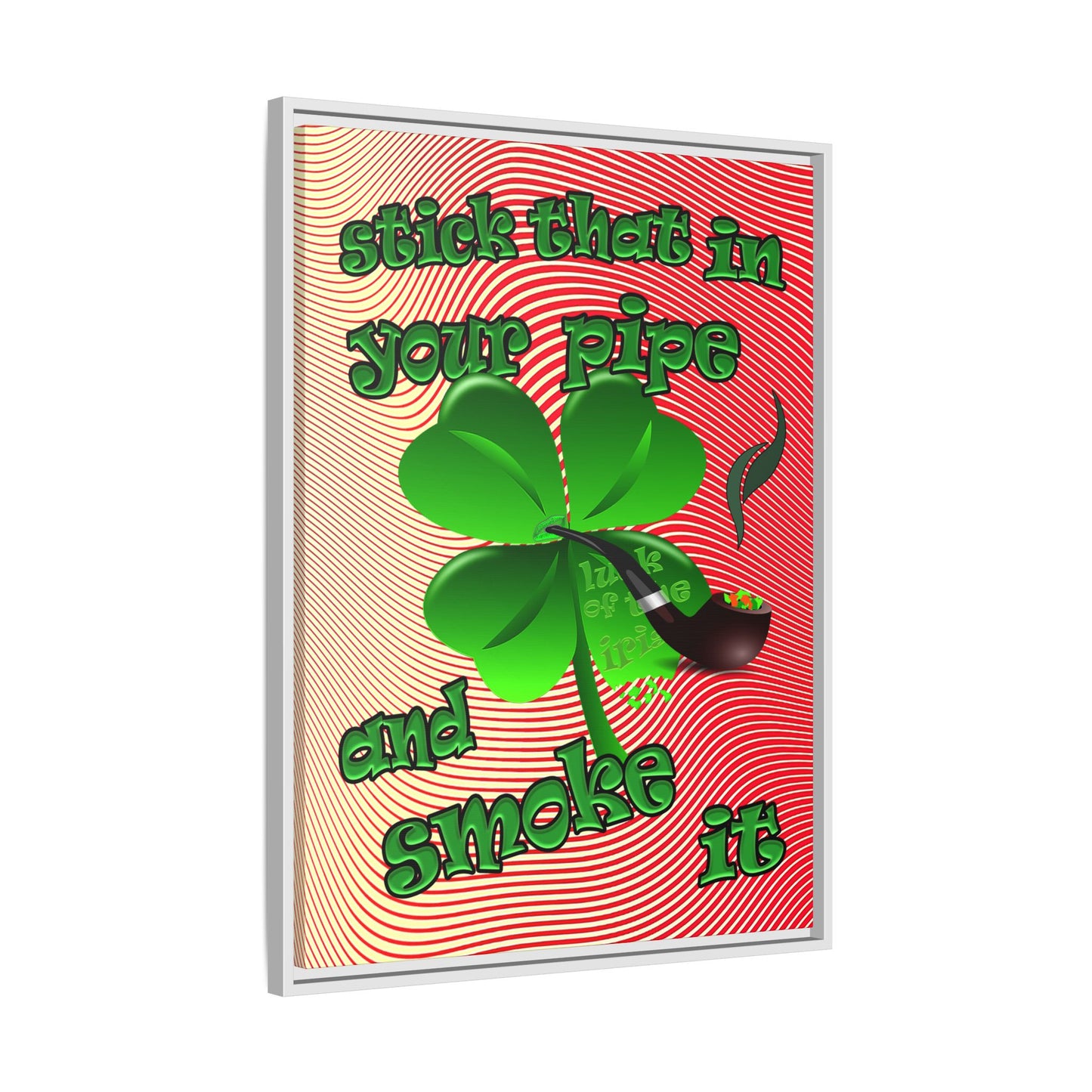 stick that in your pipe and smoke it - framed canvas art (yellow-orange wave)