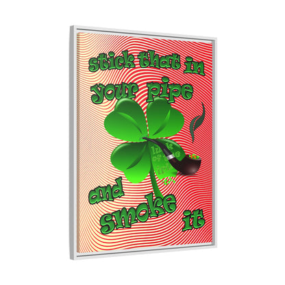 stick that in your pipe and smoke it - framed canvas art (yellow-orange wave)