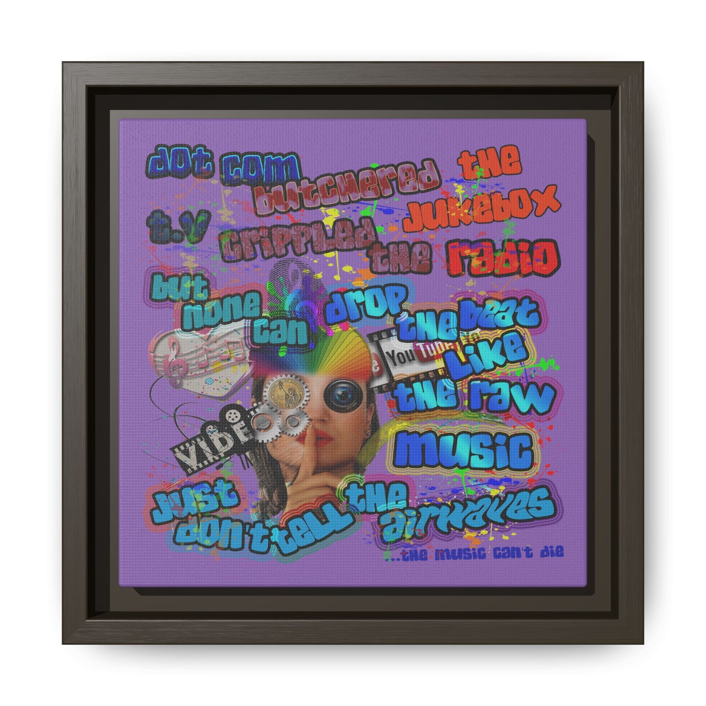 drop the beat - framed canvas art (light purple)
