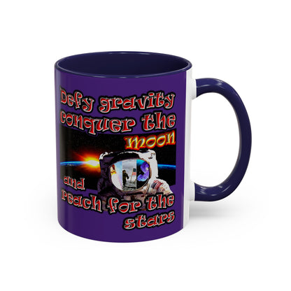 defy conquer reach - Accent Mug (purple)