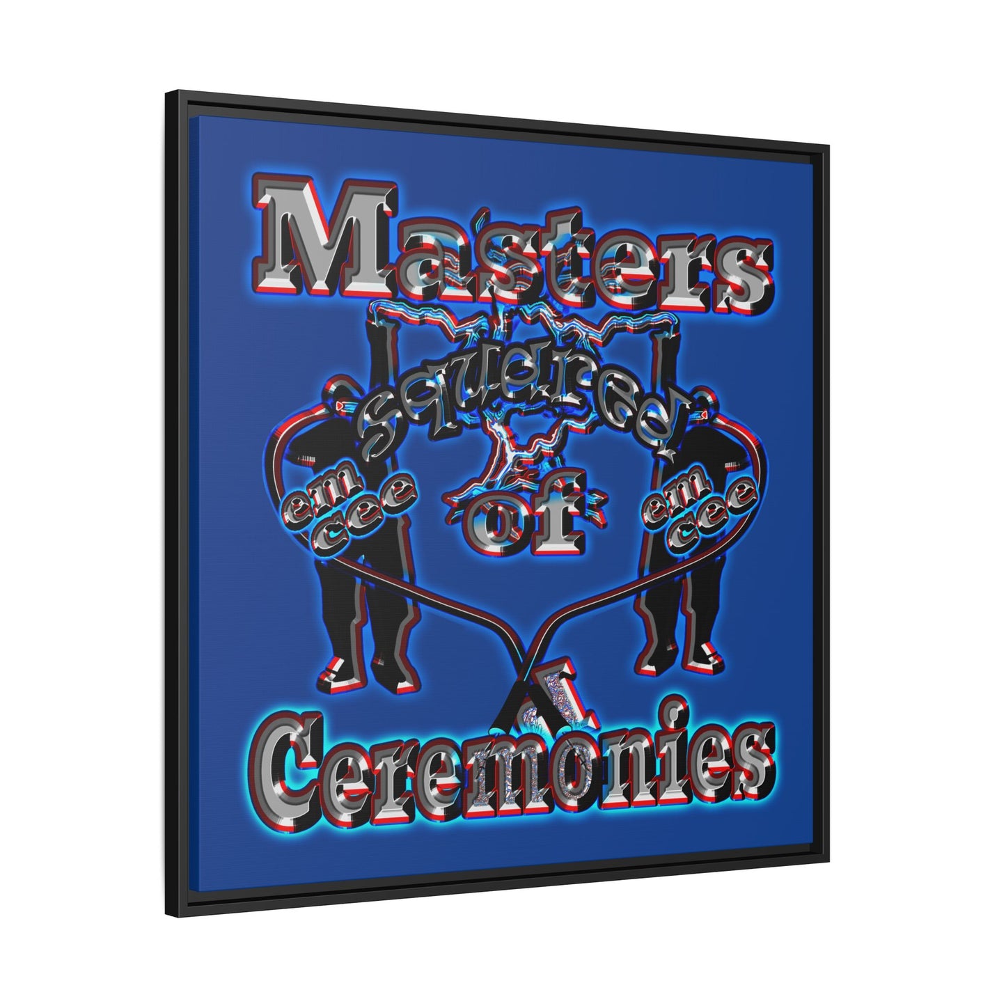 em cee squared - framed canvas art (dark blue)