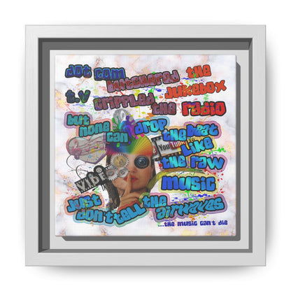 drop the beat - framed canvas art (white marble)