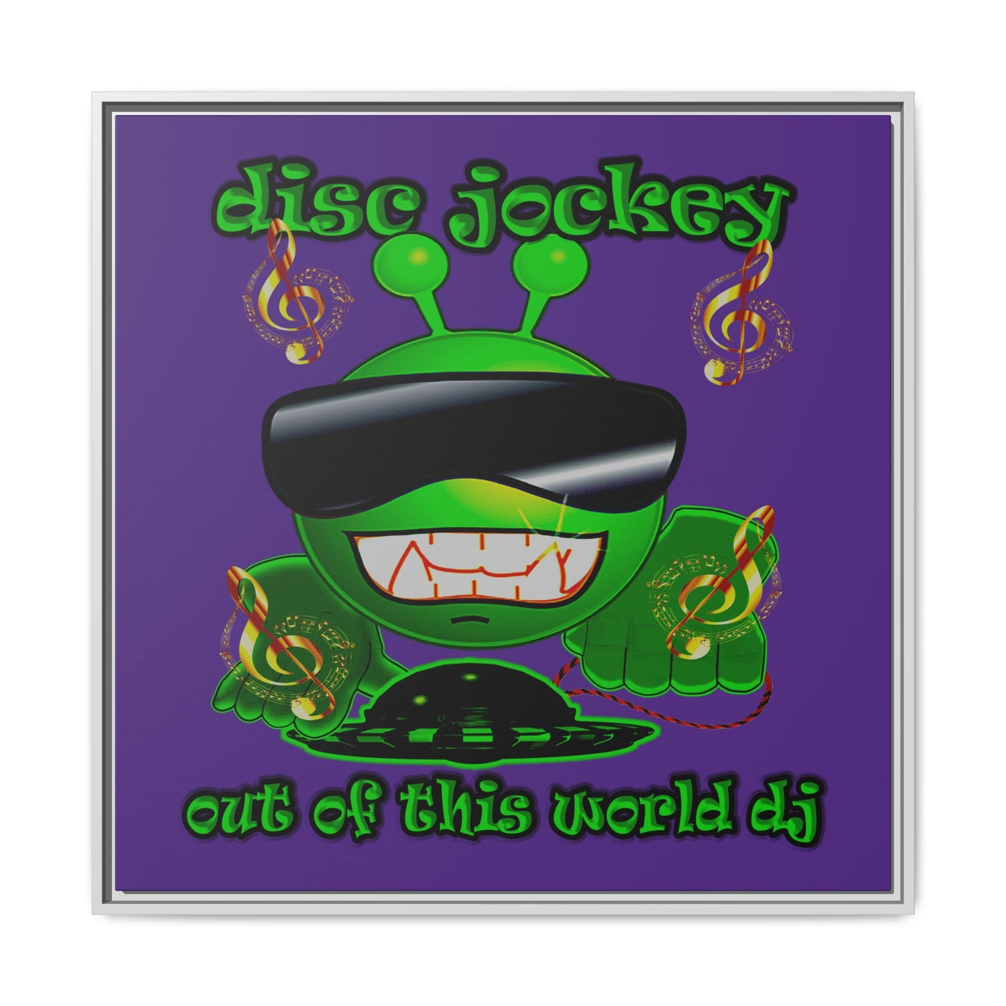 disc jockey - framed canvas art (purple)