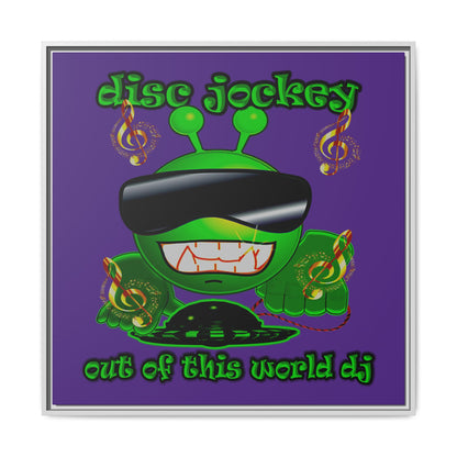 disc jockey - framed canvas art (purple)