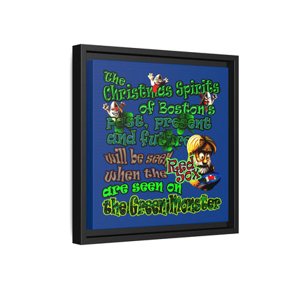 christmas spirits of boston - framed canvas art (dark blue)