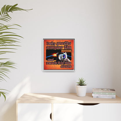 defy conquer reach - framed canvas art (burnt orange)