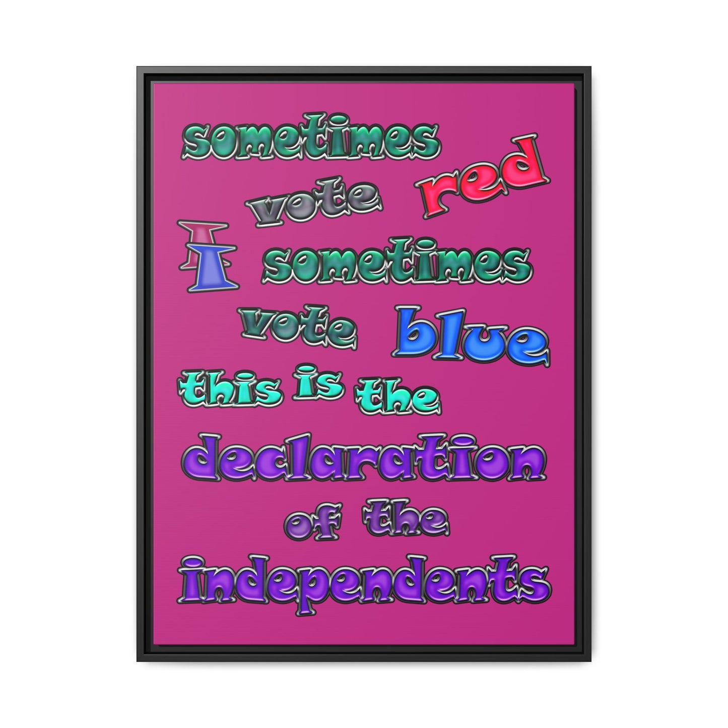 declaration of the independents - framed canvas art (pink)