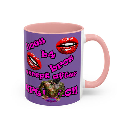 hoes b4 bros - Accent Mug (light purple)