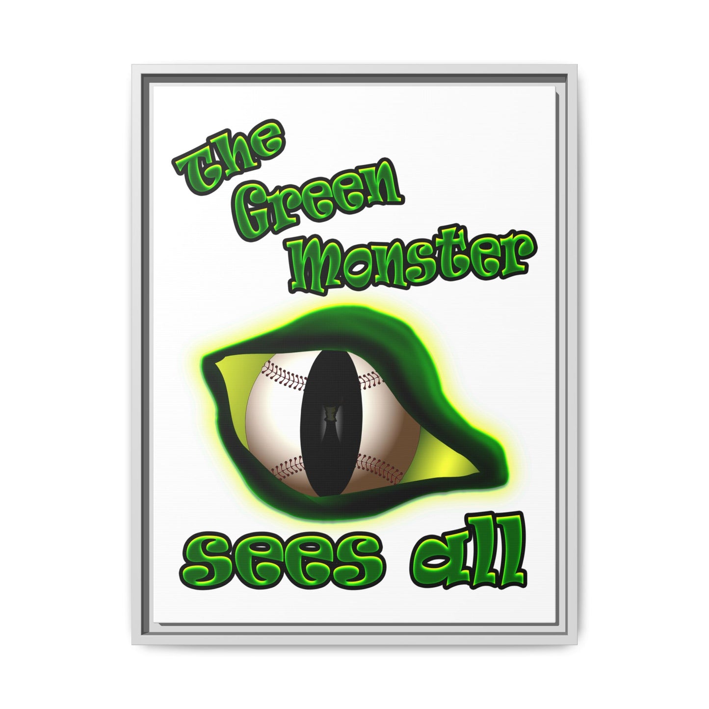 green monster - framed canvas art (white)