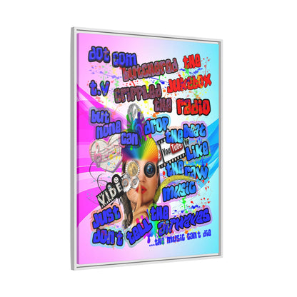 drop the beat - framed canvas art (light blue-pink wave)