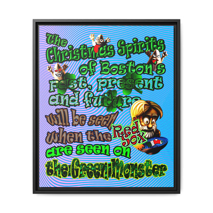 christmas spirits of boston - framed canvas art (light blue-purple wave)
