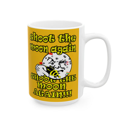 shoot the moon again - White Mug (yellow)