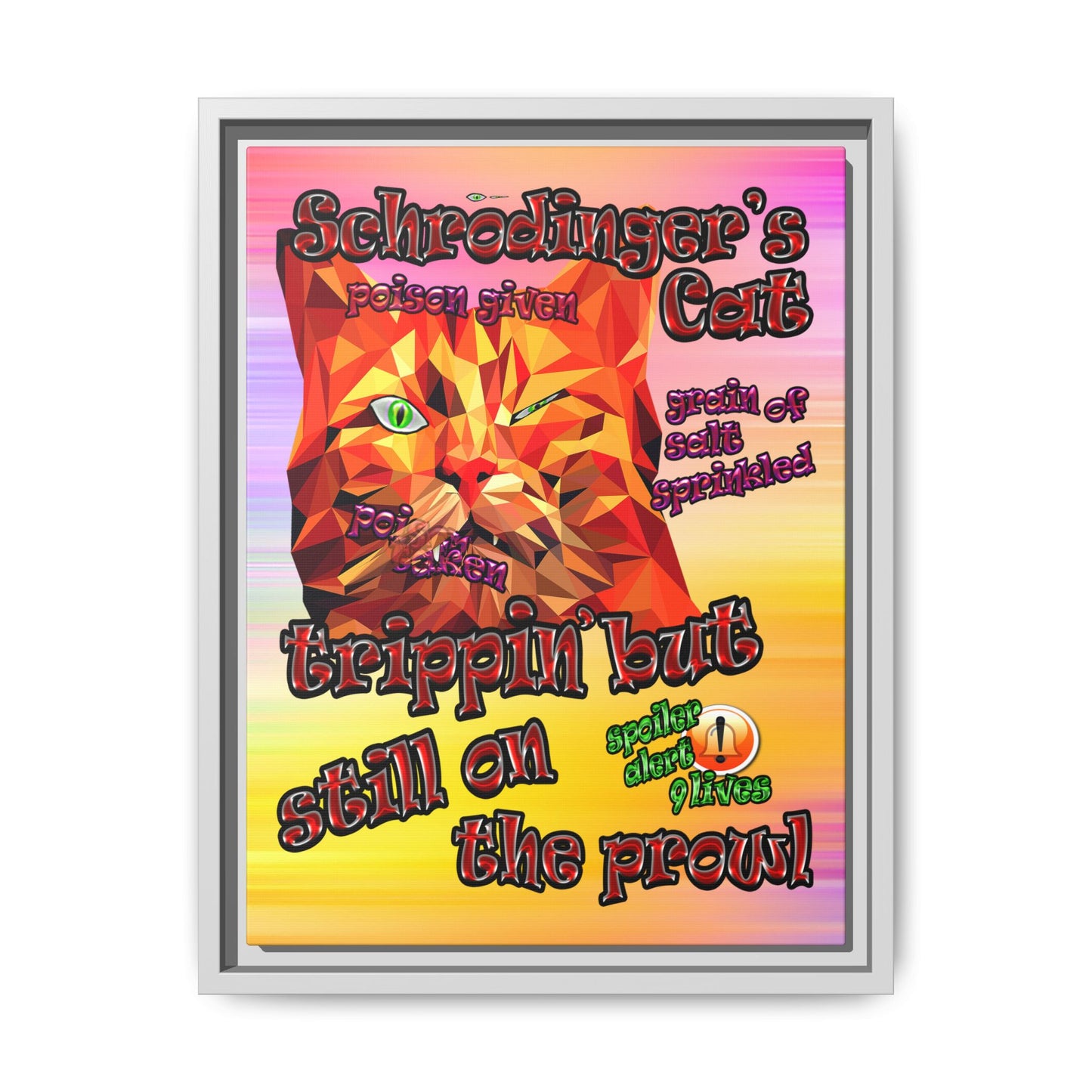 schrodinger's cat - framed canvas art (color blur)