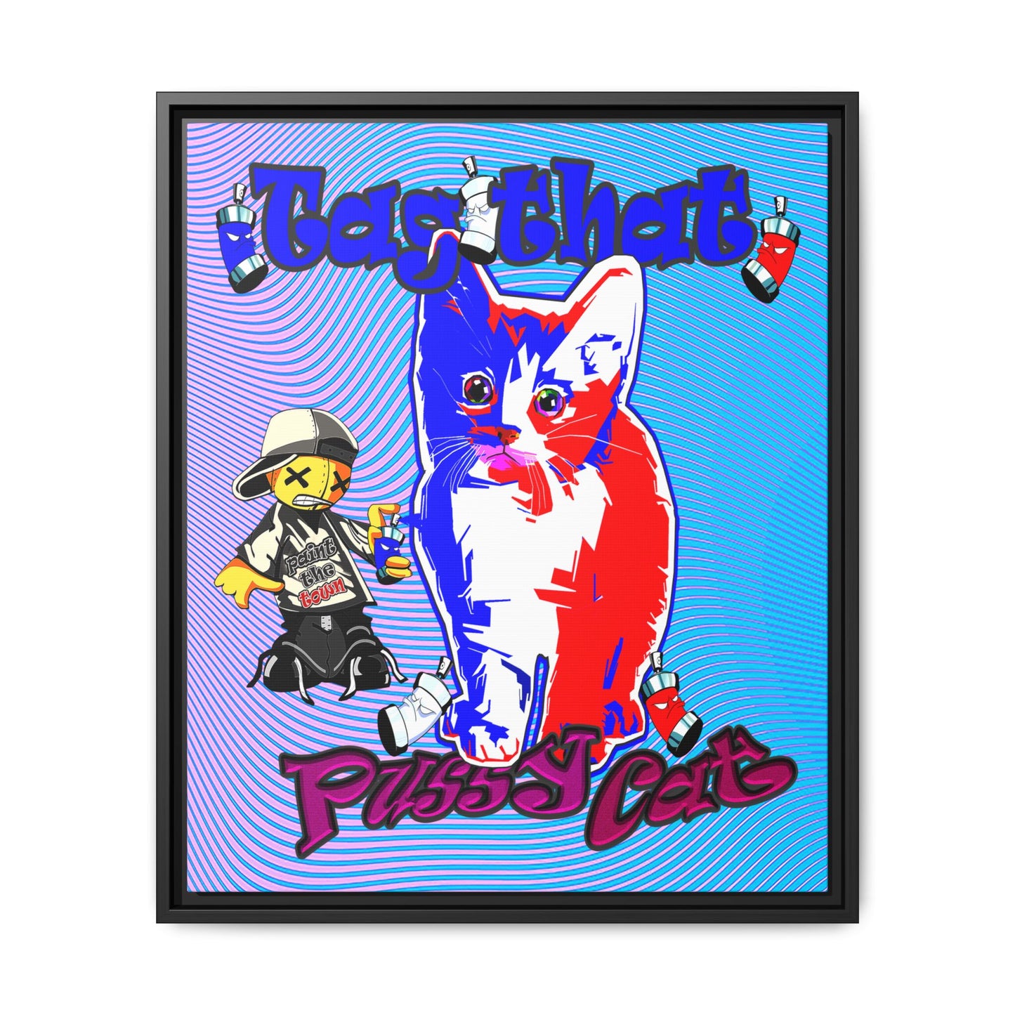 tag that - framed canvas art (light blue-purple wave)